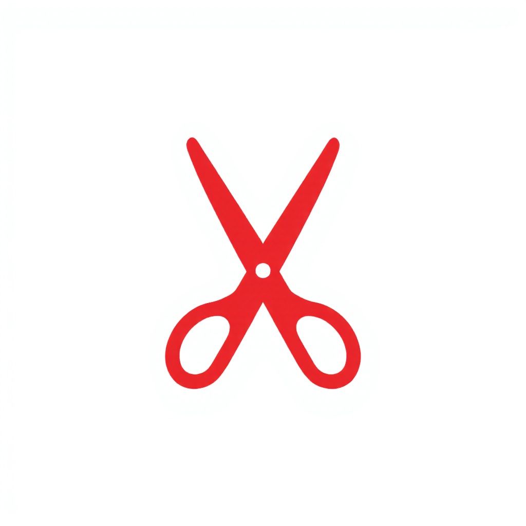 Жирные красные ножницы, расположенные по диагонали, имитируя 'X'.