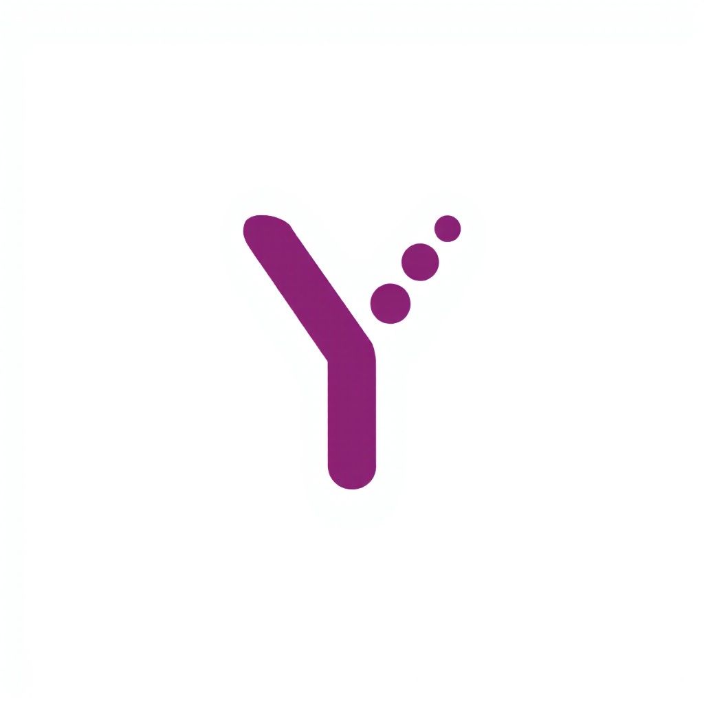 Буква Y цвета маджента, частично покрытая наложенными фиолетовыми точками.