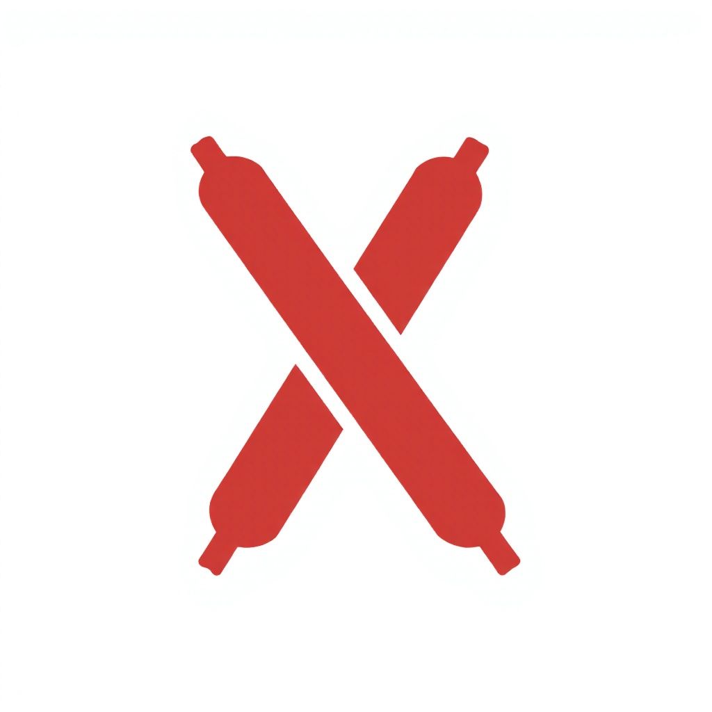 Пара красных сосисок, образующих форму 'X'.