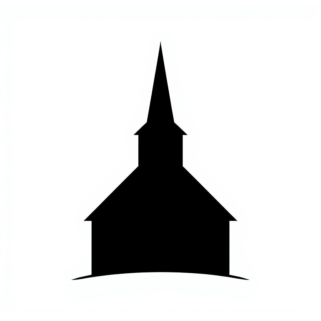 Простой силуэт церкви в черном цвете с шпилем