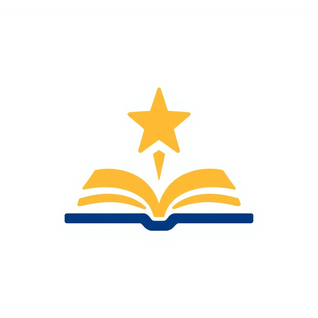 Желтая открытая книга с восходящей звездой над ней.