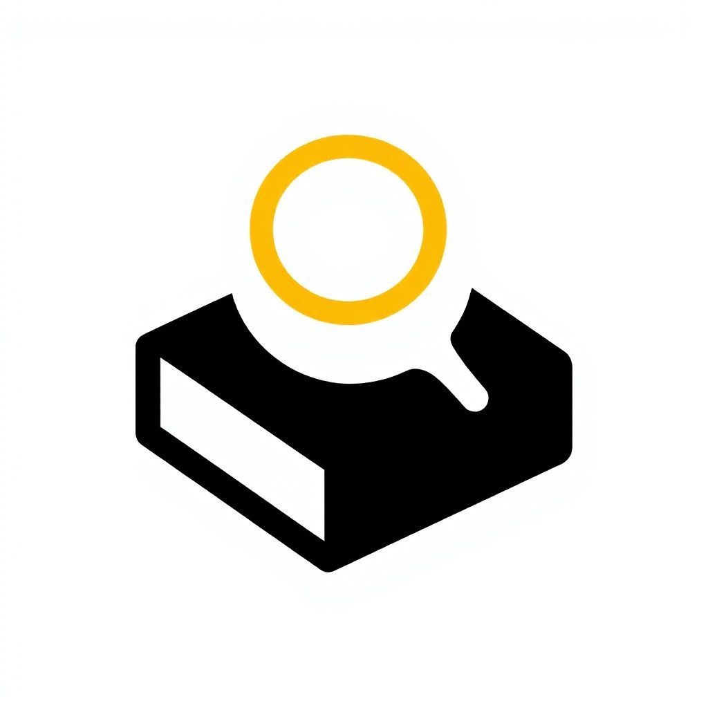 Силуэт черной книги с желтой лупой сверху.