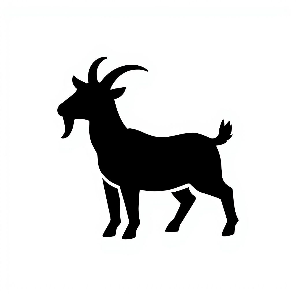 Черный козел с одним рогом в форме музыкальной ноты.