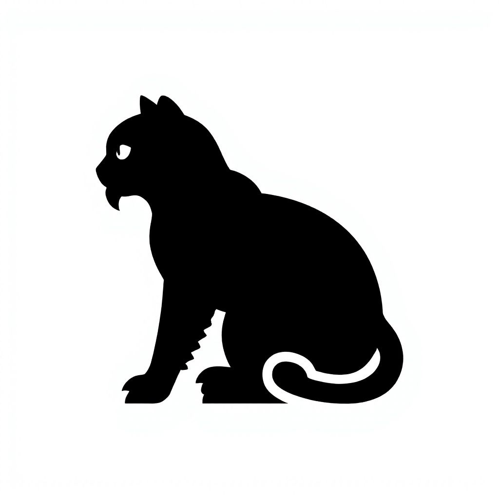Силуэт черного кота с выгнутой спиной, показывающий острые когти.
