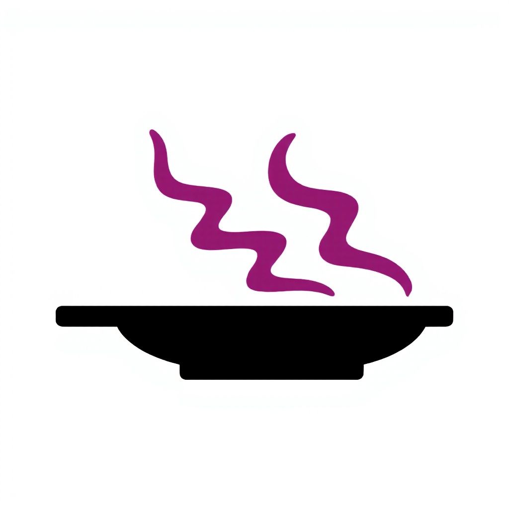 Чёрная тарелка с волнистыми магентовыми линиями.