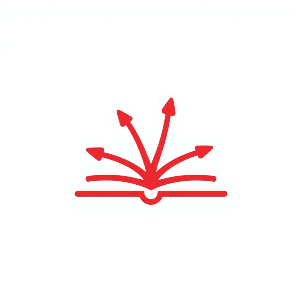Красные линии, исходящие из открытой книги.