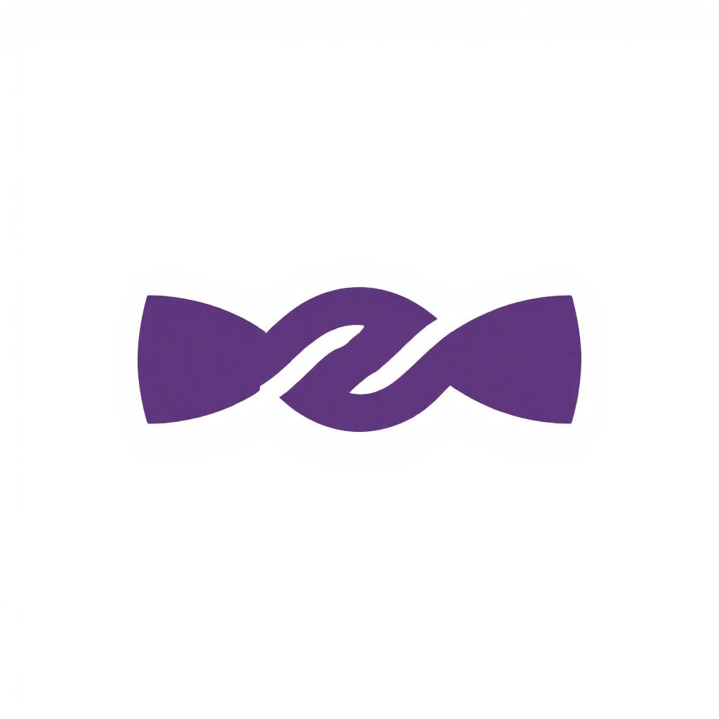 Фиолетовый узел упаковки с формой конфеты в центре.