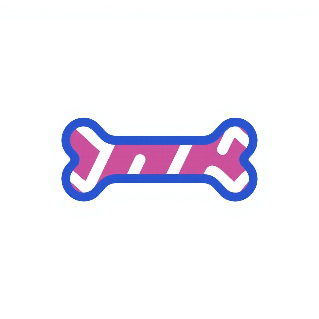 Малиновая кость с синим геометрическим узором, проходящим через центр.