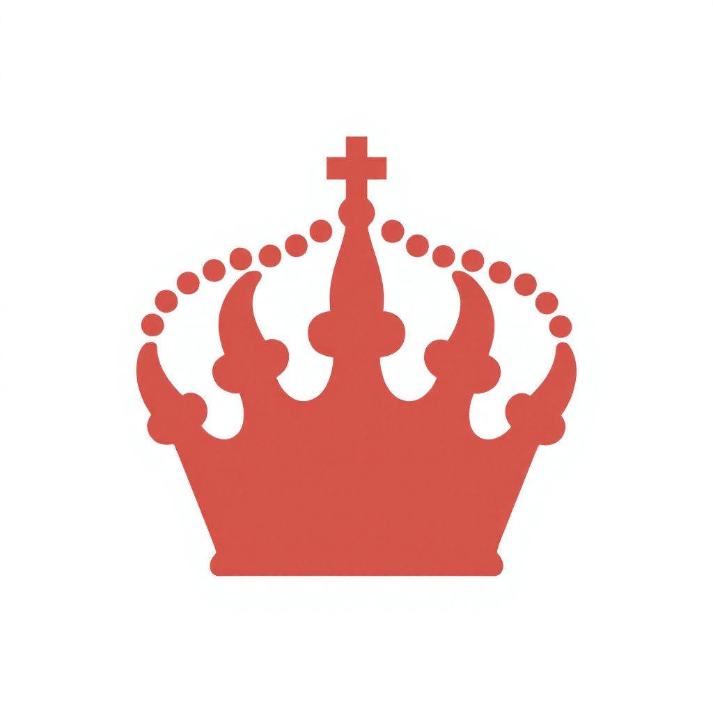 Красный силуэт короны с замысловатыми узорами