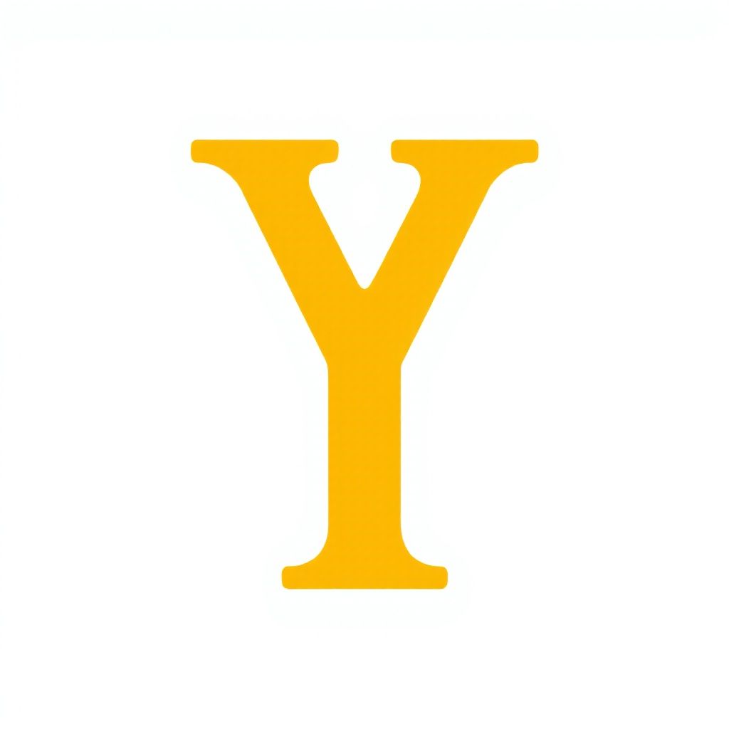 Большая жирная жёлтая буква Y с чёрной окантовкой.