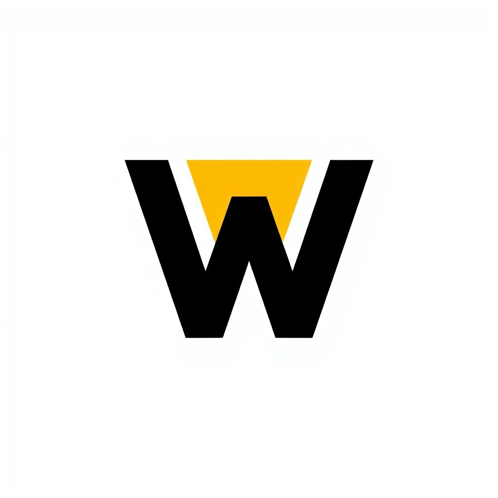 Стилизованная черная 'w' с накладывающимися желтыми треугольниками.
