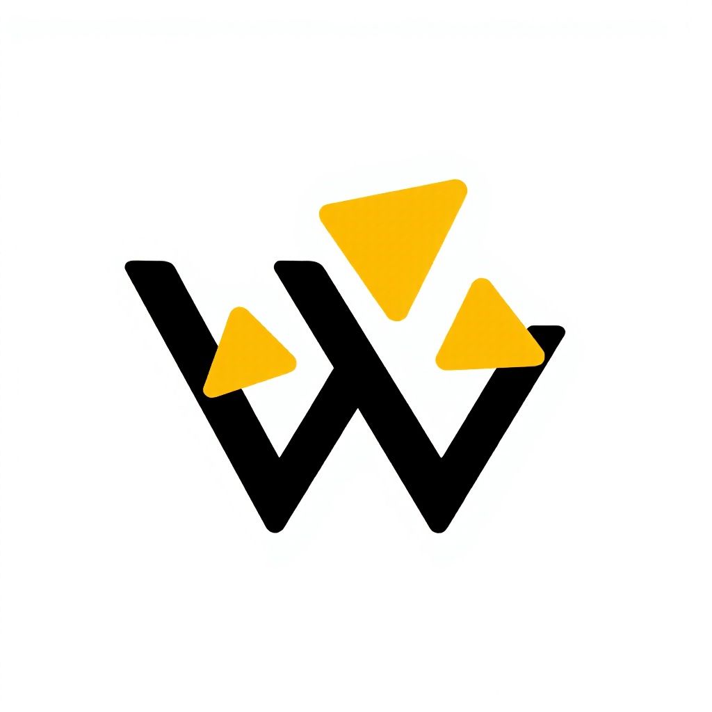 Стилизованная черная 'w' с накладывающимися желтыми треугольниками.