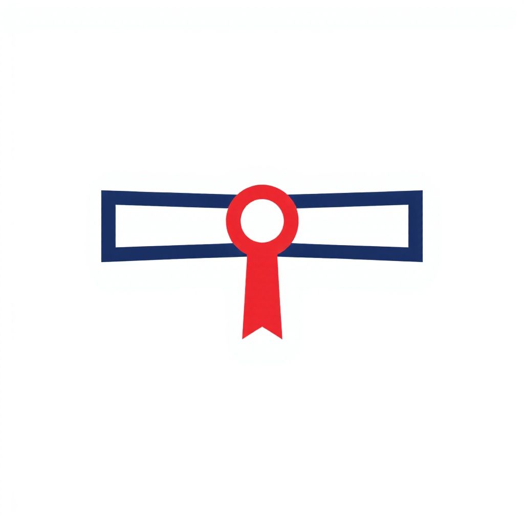 Темно-синий диплом, перевязанный красной лентой.