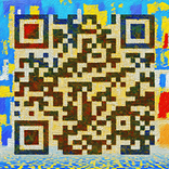 QR‑код, выполненный в стиле импрессионистов на холсте