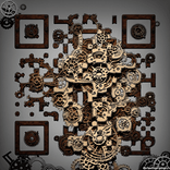 QR‑код, выполненный в индустриальном стимпанк‑стиле