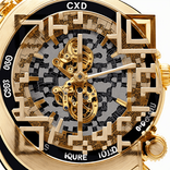 QR‑код в виде роскошных часов с золотыми и серебряными шестернями