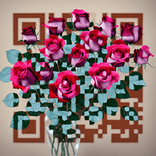 QR‑код, выполненный из лепестков красных роз