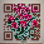 QR‑код с узором из садовых роз и листвы