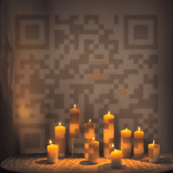 QR‑код из свечей с уютным тёплым светом