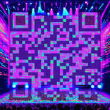 QR‑код с ретро‑кассетой и сияющим неоном