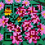 QR‑код, украшенный яркими полевыми цветами