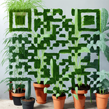 QR‑код с элементами папоротников и полевых трав