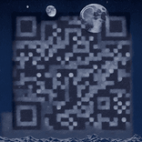 QR‑код, усыпанный светящимися звёздами