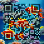 QR‑код в стиле подводного мира с рыбами