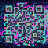 QR‑код в стиле киберпанка с граффити и неоновыми огнями