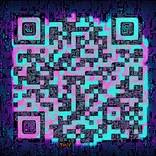 QR‑код, напоминающий неоновую стену с стикерами