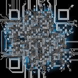 QR‑код в стиле hi‑tech из микросхем