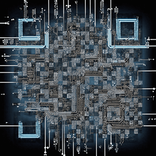 QR‑код с неоновой схемой и hi‑tech эффектом